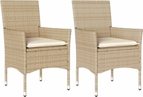 vidaXL 2 db bézs polyrattan kerti szék párnával