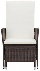 3 részes barna polyrattan kerti ülőgarnitúra párnákkal