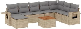 vidaXL 9 részes bézs polyrattan kerti ülőgarnitúra párnákkal