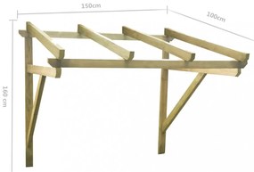tömör fenyőfa ajtó előtető 150 x 100 x 100 cm
