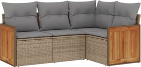 vidaXL 4 részes bézs polyrattan kerti ülőgarnitúra párnákkal