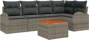 vidaXL Kerti Kanapé Szett párnával 6 pcs Szürke polirattan