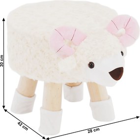 Zsámoly bárány alakban, Velvet szövet fehér/rózsaszín/természetes, LOLA