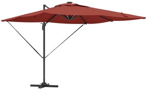Roma Cantilever Napernyő LED lámpákkal, terrakotta - 286 x 285 x 270 cm, alumínium.
