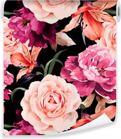 Bazsarózsa Virágos Tapéta Hálószoba Flizelin Fal Tapéta