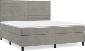 vidaXL világosszürke bársony rugós ágy matraccal 180x200 cm