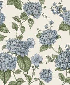 Holden Decor Wanderlust Hortensia kék-zöld virágos vlies tapéta – 92121