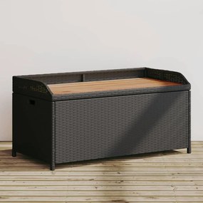 vidaXL fekete polyrattan és akácfa tárolópad 100 x 50 x 52 cm