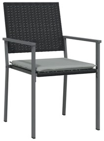 4 db fekete polyrattan kerti szék párnával 56x62,5x89 cm