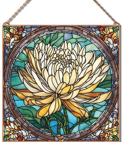 Stained-Glass-Chrysanthemum üvegkép, falikép