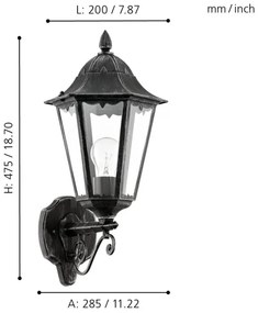 Eglo 79267 - Kültéri fali lámpa NAVEDO 1xE27/60W/230V IP44