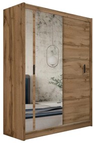 SABRINA gardróbszekrény tükörrel, 180x215 cm, woltan tölgy