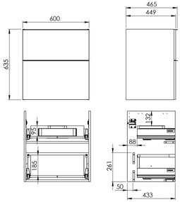 Elita Look, mosogató alatti szekrény 60x45x64 mm 2S PDW, dió lincoln, ELT-168684