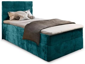 Kárpitozott boxspring ágy GLORIEN VELVET 100x200 cm türkiz Matrac: Bonell rugós matrac