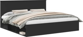 vidaXL Ágykeret fejtámlával Fekete 200 x 200 cm Tömör fenyőfa