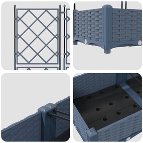 Kerti Cserép Trellis-szel 3 db Szürke 120x40x125.5 cm