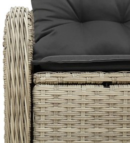 2-Személyes Kerti Kanapé Párnákkal Világosszürke Poli Rattan