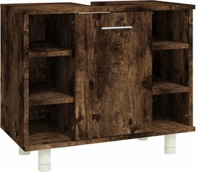 vidaXL füstös tölgy színű szerelt fa fürdőszobaszekrény 60x32x53,5 cm