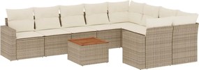vidaXL 10 részes bézs polyrattan kerti ülőgarnitúra párnával