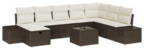 vidaXL Kerti Kanapé Szett párnával 9 pcs Barna Poli rattan
