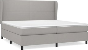 vidaXL világosszürke szövet rugós ágy matraccal 200 x 200 cm
