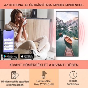 Klarstein Wonderwall Air Art Smart, infravörös hősugárzó, 60 x 120 cm, 700  W, tenger függőlegesen