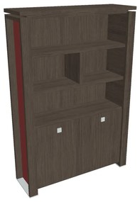 Verno+ S magas szekrĂ©ny 140 x 46 x 210 cm, polccal, antracit tölgy / piros