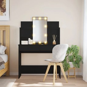fekete fésülködőasztal LED-del 96x40x142 cm