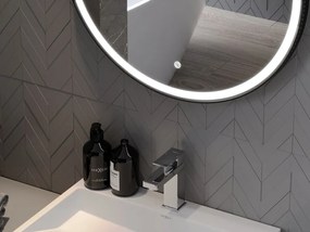 Mexen Reni, LED fürdõszobai tükör háttérvilágítással 60x60 cm, 6000K, fekete keret, páramentes, 9812-060-060-611-70