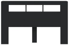 fekete szerelt fa LED-es fejtámla 160x18,5x103,5 cm