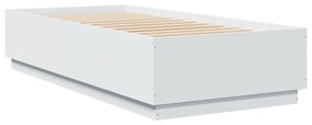 fehér szerelt fa ágykeret LED-világítással 100 x 200 cm