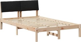 vidaXL Ágykeret fejtámlával Barna és fekete 120 x 200 cm Tömör fenyőfa