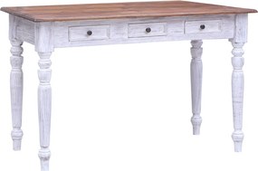 vidaXL fehér tömör mahagóni fa fiókos íróasztal 117 x 57 x 75 cm