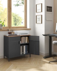 BRIX fém tárolószekrény, 76x80x40cm, fekete/barna SongmicsHome