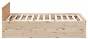 tömör fenyőfa ágy matrac nélkül fejtámlával 200 x 200 cm