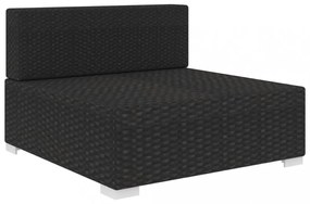 1 db fekete polyrattan moduláris középső kanapé párnákkal