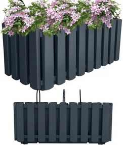 Erkélydoboz Virágtartó 38cm Fogantyúkkal Antracit nedvességmérő