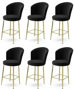 Alte Black and Gold bárszék szett, 6 db, 6 db