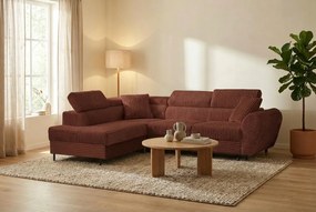 Bal oldali, ággyá alakítható sarokkanapé TIL Téglavörös