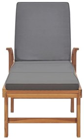 Tömör tíkfa napozóágy sötétszürke párnával