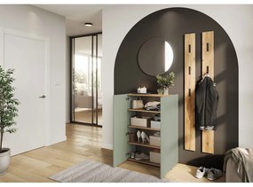 Világoszöld cipőtartó tölgyfa dekorral 74x105x33 cm Alviano – Germania