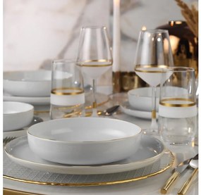 24 darabos porcelán étkészlet, fehér/arany