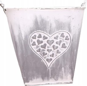 Fém fedél szürke szív vödörrel 16x19cm