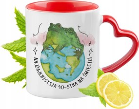 Születésnap 40 40-es 40-es Piros Bögre Szív Alakú Füllel Ajándék