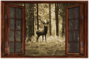 Poszterek 90x60 Szarvas a szépia erdőben