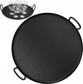 Pincér tálca kerek 40 cm fekete matt acél bár tálaló