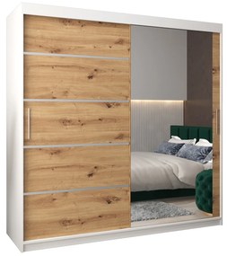 Ruhászekrény 200 cm tükörrel Verika 2 200 (fehér + artisan tölgy). 1064224