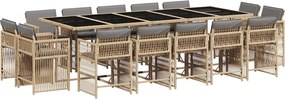 vidaXL 15 részes vegyes bézs polyrattan kerti étkezőgarnitúra párnával