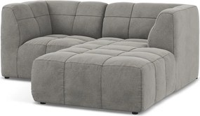 Szürke bársony sarokkanapé (jobb oldali-heverő résszel) Aloha – Makamii