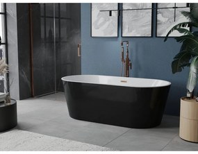 Mexen Luna, szabadon álló kád 150 x 75 cm, fehér-fekete, réz túlfolyó, 52031507575-65